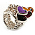 Silver Tone Charm Crystal Heart Stretch Ring (Enamel, Multicoloured) - view 6