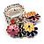 Silver Tone Charm Crystal Flower Stretch Ring (Enamel, Multicoloured) - view 4