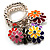 Silver Tone Charm Crystal Flower Stretch Ring (Enamel, Multicoloured) - view 5