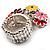 Silver Tone Charm Crystal Flower Stretch Ring (Enamel, Multicoloured) - view 6