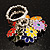 Silver Tone Charm Crystal Flower Stretch Ring (Enamel, Multicoloured) - view 9