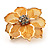 Gold-Tone Crystal Mesh Floral Ring - 5cm Diameter