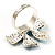 Silver-Tone Crystal Bow Ring (Teal, Sky Blue & Clear) - view 4