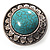 Round Turquoise Stone Cocktail Ring (Burn Silver Tone) - view 6
