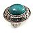 Round Turquoise Stone Cocktail Ring (Burn Silver Tone) - view 7