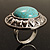 Round Turquoise Stone Cocktail Ring (Burn Silver Tone) - view 9
