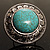 Round Turquoise Stone Cocktail Ring (Burn Silver Tone) - view 3