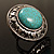 Round Turquoise Stone Cocktail Ring (Burn Silver Tone) - view 10