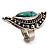 Burn Silver Hammered Turquoise Style Fashion Ring - view 5