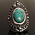 Burn Silver Hammered Turquoise Style Fashion Ring - view 2