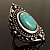 Burn Silver Hammered Turquoise Style Fashion Ring - view 3