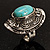 Oval Hammered Turquoise Stone Fashion Ring (Burn Silver Tone) - view 8