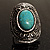 Oval Hammered Turquoise Stone Fashion Ring (Burn Silver Tone) - view 2