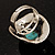 Oval Hammered Turquoise Stone Fashion Ring (Burn Silver Tone) - view 5