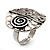 Vintage Style Swirl Hammered Round Ring (Burn Silver) - view 8
