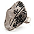 Vintage Hieroglyph Hammered Plate Ring (Burn Silver Tone) - view 2