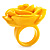 Bright Yellow Chunky Resin Rose Ring - view 4