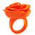 Bright Orange Chunky Resin Rose Ring - view 3