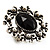 Victorian Filigree Imitation Pearl Cocktail Ring (Antique Silver & Black) - view 2