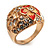 Dome Shaped Crystal Flower Ring (Gold Tone) - view 2