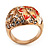 Dome Shaped Crystal Flower Ring (Gold Tone) - view 4