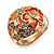 Dome Shaped Crystal Flower Ring (Gold Tone) - view 3