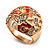 Dome Shaped Crystal Flower Ring (Gold Tone) - view 5