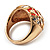 Dome Shaped Crystal Flower Ring (Gold Tone) - view 6