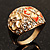 Dome Shaped Crystal Flower Ring (Gold Tone) - view 7
