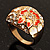 Dome Shaped Crystal Flower Ring (Gold Tone) - view 8