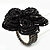 Large Black Glass Flower Stretch Ring - view 3