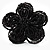 Large Black Glass Flower Stretch Ring - view 2