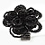Large Black Glass Flower Stretch Ring - view 7