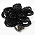 Large Black Glass Flower Stretch Ring