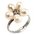 Tiny White Freshwater Pearl Flower Ring (Silver Tone) - view 8