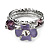 Set Of 3 Floral & Bead Rings (Silver Tone & Lavender) - view 10