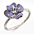 Set Of 3 Floral & Bead Rings (Silver Tone & Lavender) - view 3