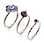 Set Of 3 Floral & Bead Rings (Silver Tone & Lavender) - view 12