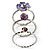 Set Of 3 Floral & Bead Rings (Silver Tone & Lavender) - view 2