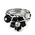 Set Of 3 Floral & Bead Rings (Silver Tone & Black) - view 8