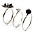 Set Of 3 Floral & Bead Rings (Silver Tone & Black) - view 9