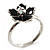 Set Of 3 Floral & Bead Rings (Silver Tone & Black) - view 10