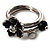 Set Of 3 Floral & Bead Rings (Silver Tone & Black) - view 3