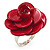 Crimson Acrylic Rose Ring (Silver Tone) - view 4