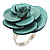 Light Sea Green Acrylic Rose Ring (Silver Tone) - view 3