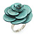 Light Sea Green Acrylic Rose Ring (Silver Tone)
