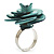 Light Sea Green Acrylic Rose Ring (Silver Tone) - view 5