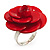 Red Acrylic Rose Ring (Silver Tone) - view 4