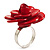 Red Acrylic Rose Ring (Silver Tone) - view 5
