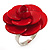 Red Acrylic Rose Ring (Silver Tone)
